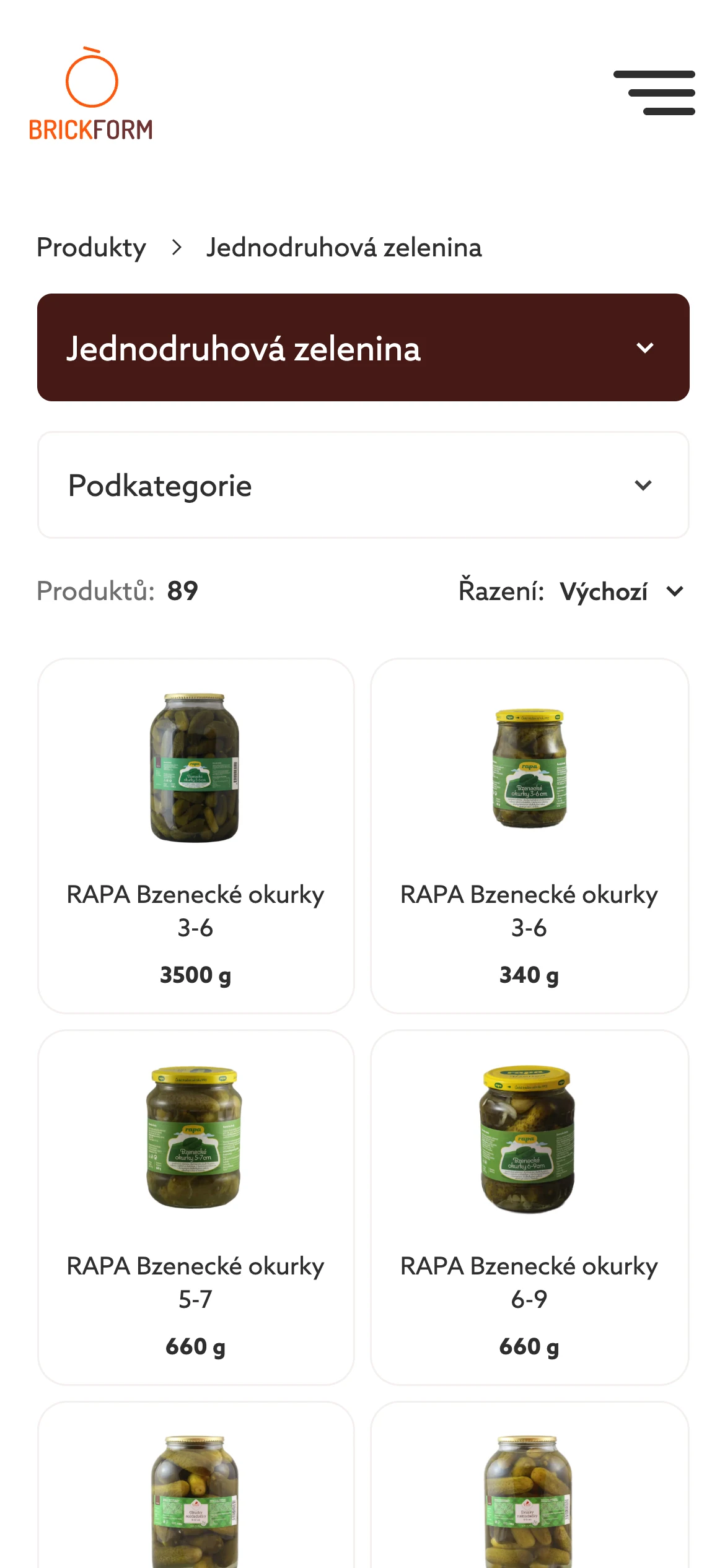 Katalog BRICK form na mobilu