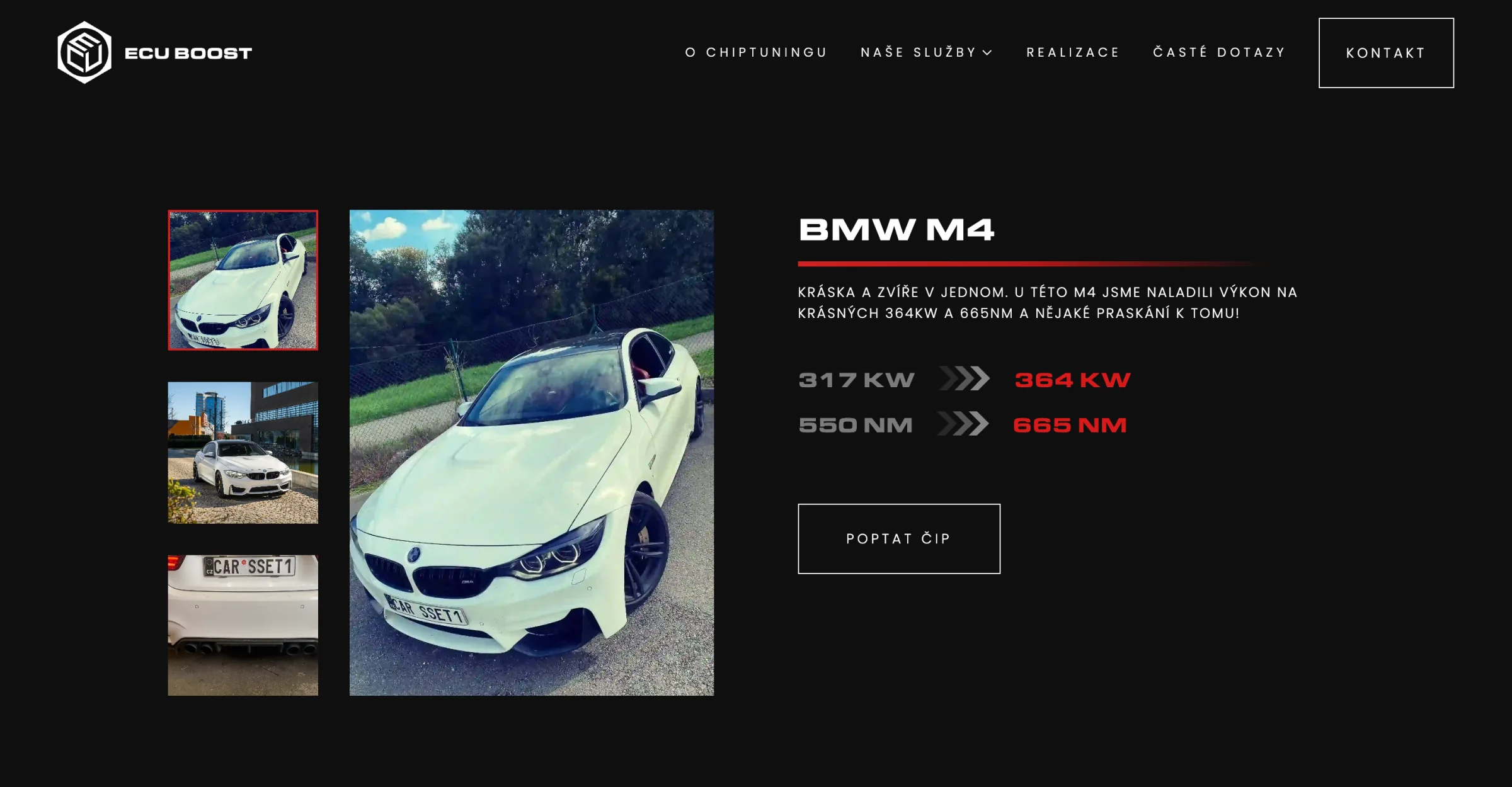 Detail realizace BMW M4: galerie s náhledy, popis úpravy a výkon 317 kW na 364 kW a 550 Nm na 665 Nm