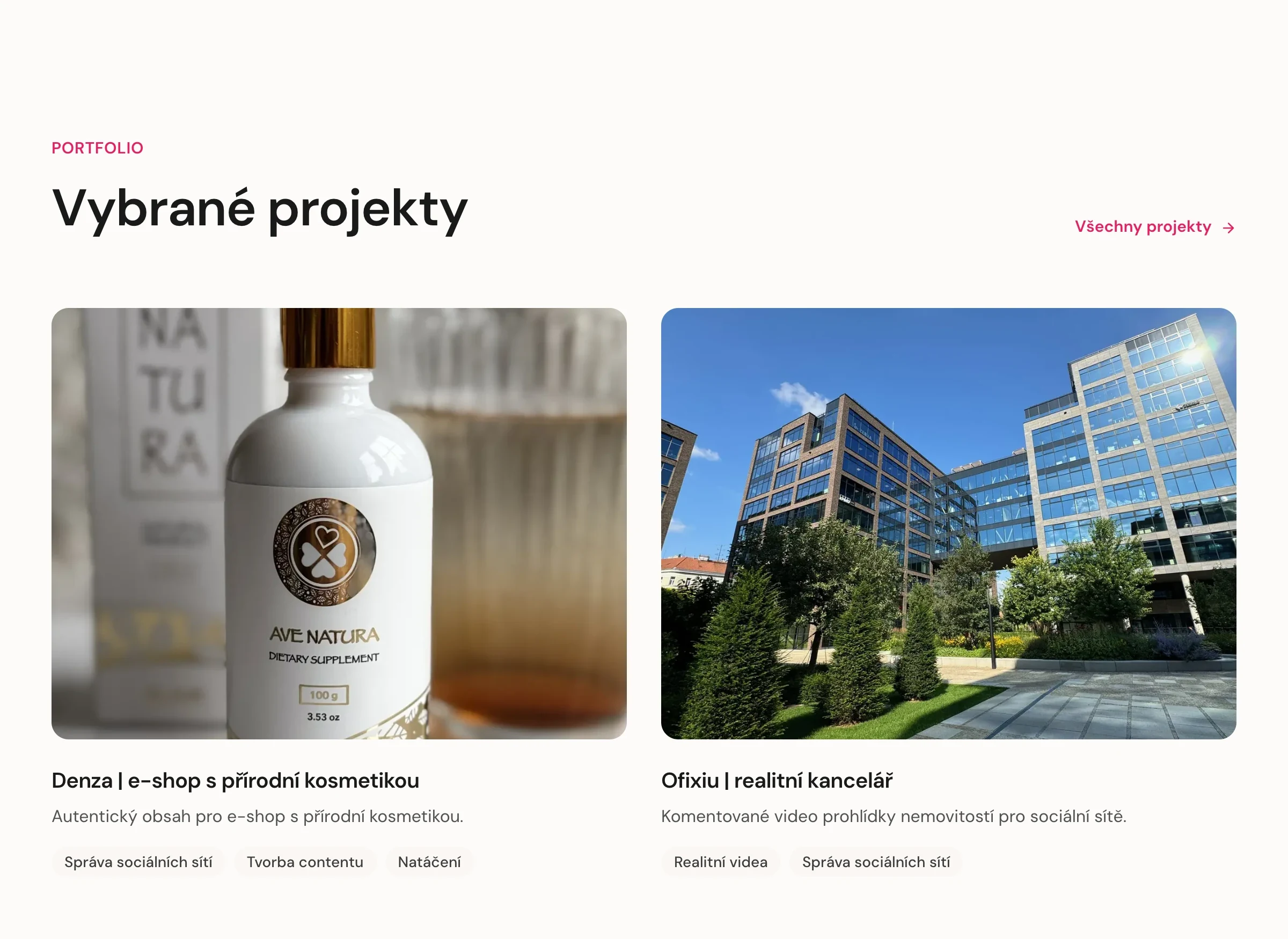 Portfolio s vybranými projekty