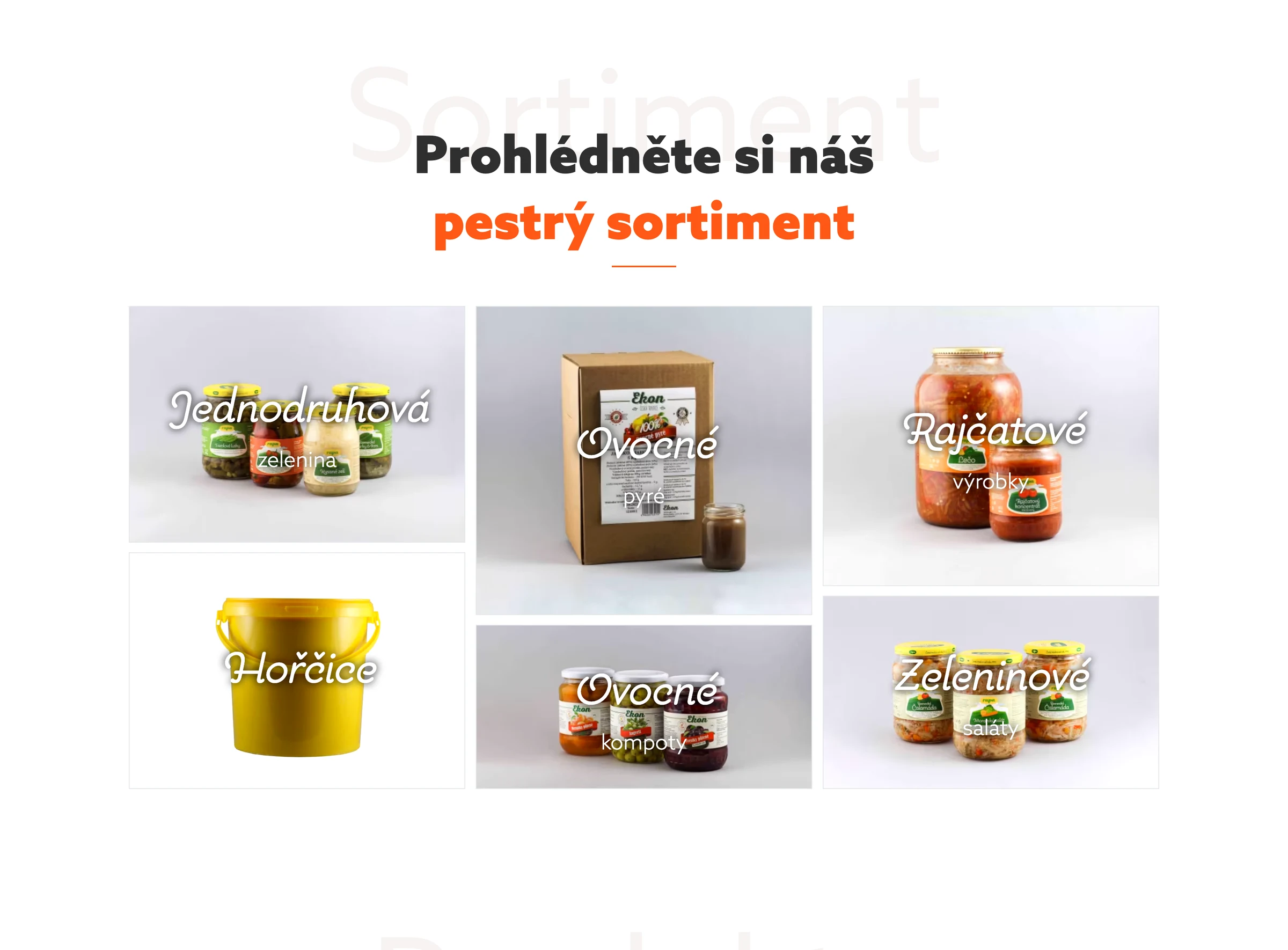 Katalog rozdělený do produktových kategorií