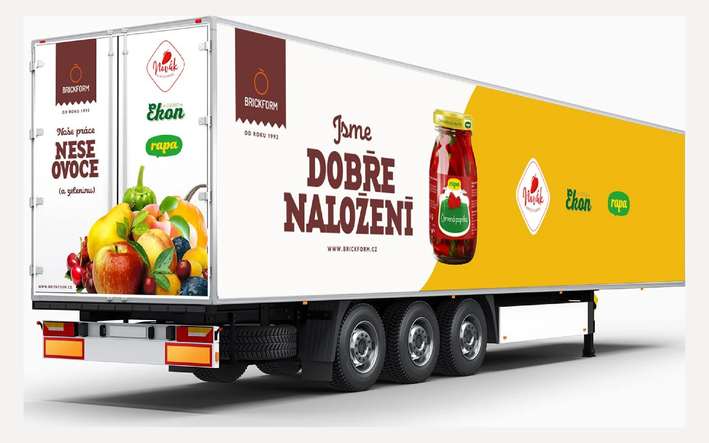 Celopolep firemního kamionu se značkami RAPA, EKON a Novák