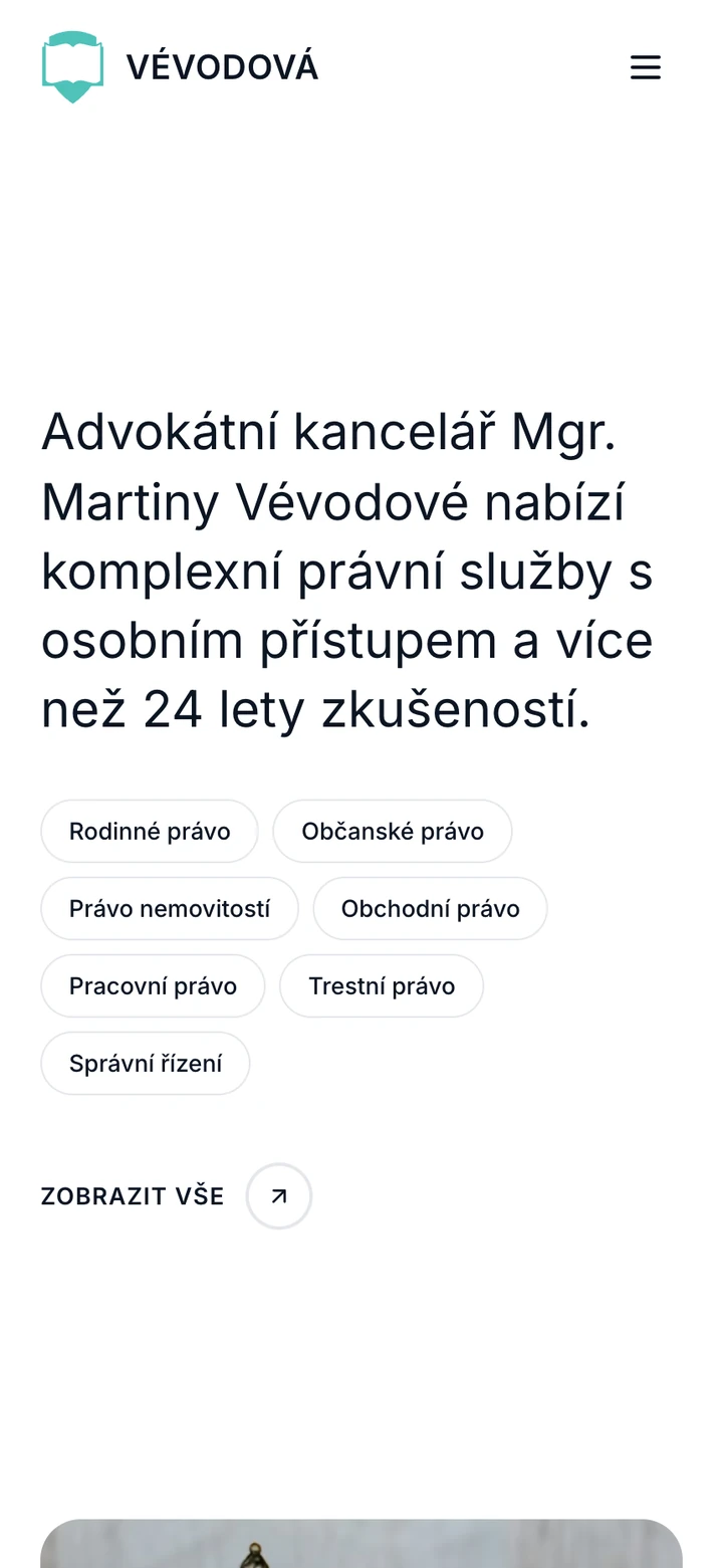 Advokátní kancelář Vévodová – mobilní zobrazení